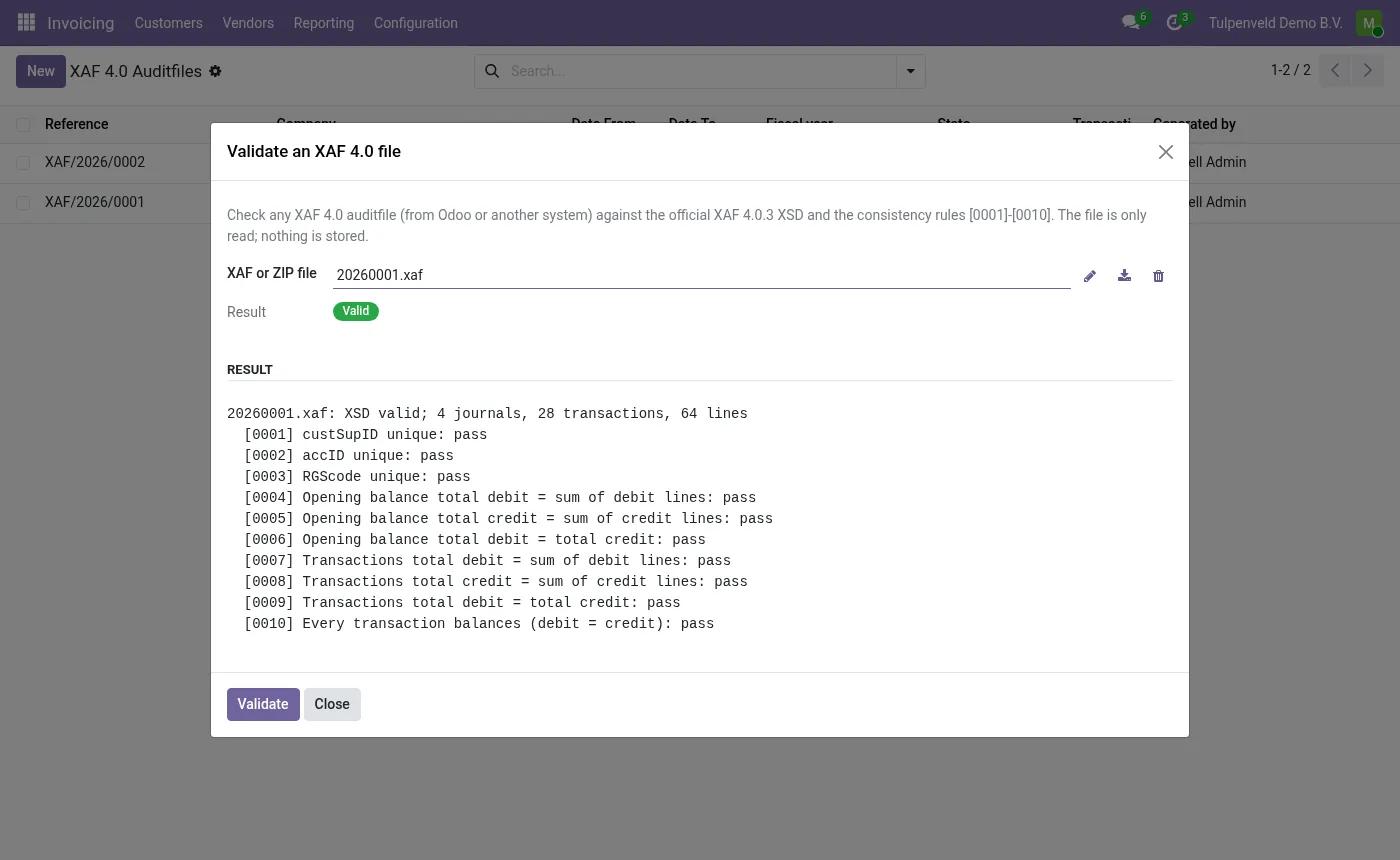 Validate an XAF file from any source